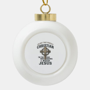 Christelijk Kruis Doornenkroon Vintage Trouwe T-sh Keramische Bal Ornament