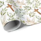 Christelijk Kruis Duif Bloem Cadeaupapier (Rol Hoek)