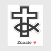 Christelijk kruis en Ichthus vissymbool Sticker (Vel)