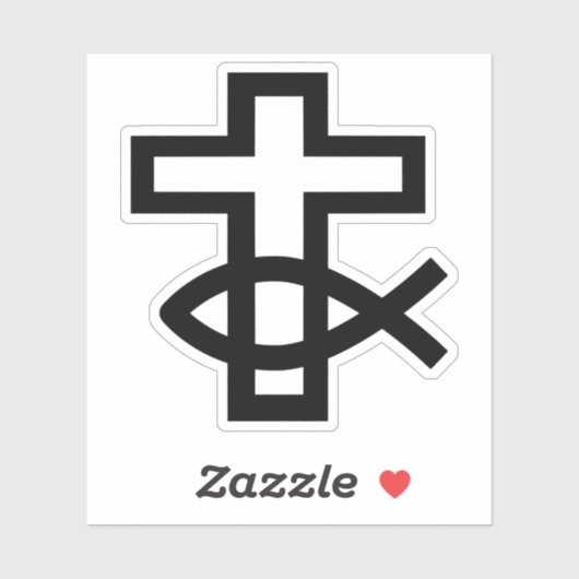 Christelijk kruis en Ichthus vissymbool Sticker (Vel)