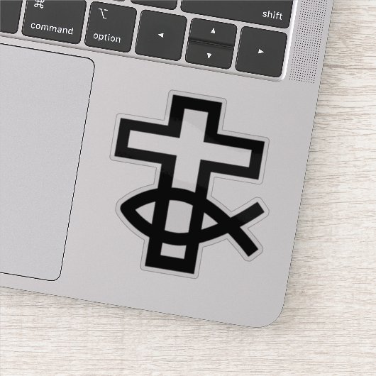 Christelijk kruis en Ichthus vissymbool Sticker (Detail)