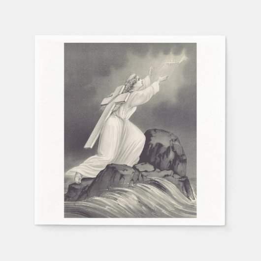 Christelijk kruis- en kroonsymbool servet (Voorkant)