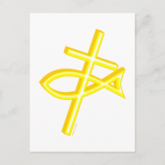 Christelijk kruis en vis briefkaart (Voorkant)