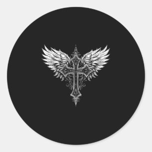 Christelijk Kruis Engel Religieus Ronde Sticker