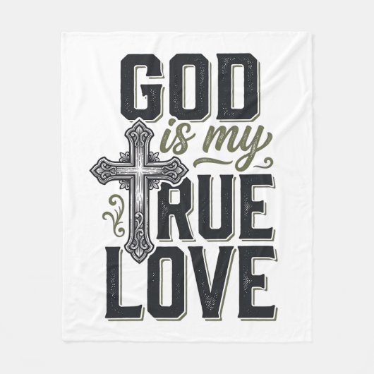 Christelijk Kruis God Is Mijn Ware Liefde Vector Fleece Deken (Voorkant)