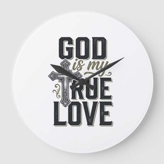 Christelijk Kruis God Is Mijn Ware Liefde Vector Grote Klok (Voorkant)