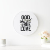 Christelijk Kruis God Is Mijn Ware Liefde Vector Grote Klok (Huis)