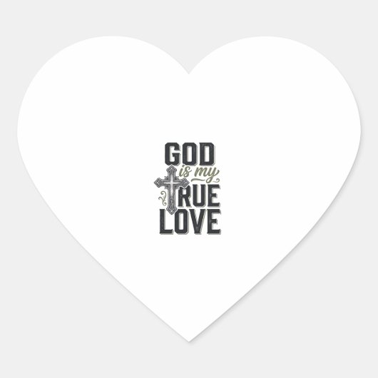 Christelijk Kruis God Is Mijn Ware Liefde Vector Hart Sticker (Voorkant)