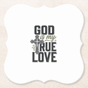 Christelijk Kruis God Is Mijn Ware Liefde Vector Kartonnen Onderzetters