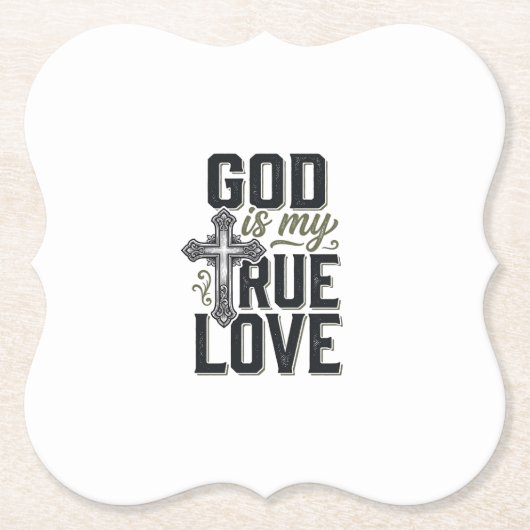 Christelijk Kruis God Is Mijn Ware Liefde Vector Kartonnen Onderzetters (Voorkant)