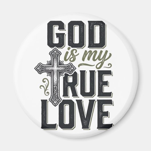Christelijk Kruis God Is Mijn Ware Liefde Vector Magneet (Voorkant)