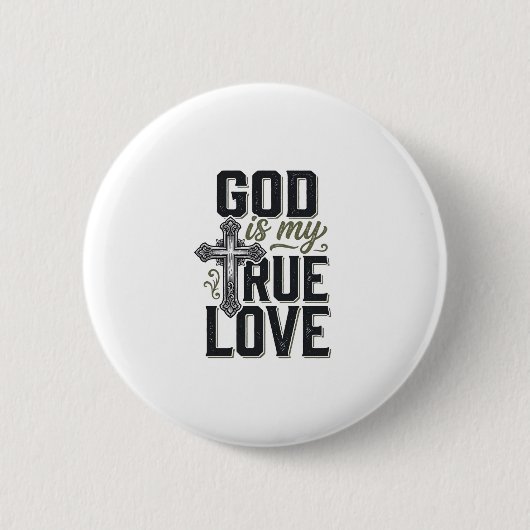 Christelijk Kruis God Is Mijn Ware Liefde Vector Ronde Button 5,7 Cm (Voorkant)