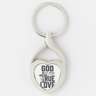 Christelijk Kruis God Is Mijn Ware Liefde Vector Sleutelhanger
