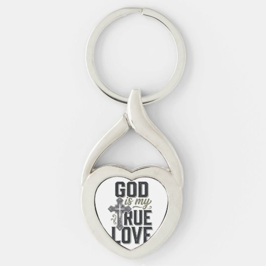 Christelijk Kruis God Is Mijn Ware Liefde Vector Sleutelhanger (Voorkant)