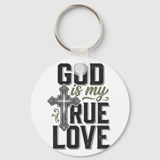 Christelijk Kruis God Is Mijn Ware Liefde Vector Sleutelhanger (Voorkant)