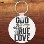Christelijk Kruis God Is Mijn Ware Liefde Vector Sleutelhanger (Voorkant)