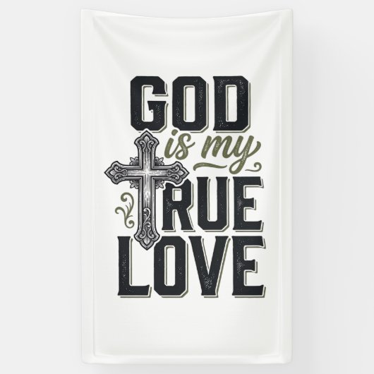 Christelijk Kruis God Is Mijn Ware Liefde Vector Spandoek (Verticaal)