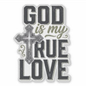 Christelijk Kruis God Is Mijn Ware Liefde Vector Sticker (Voorkant)