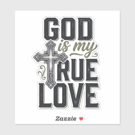Christelijk Kruis God Is Mijn Ware Liefde Vector Sticker (Vel)