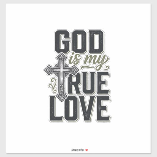 Christelijk Kruis God Is Mijn Ware Liefde Vector Sticker (Vel)