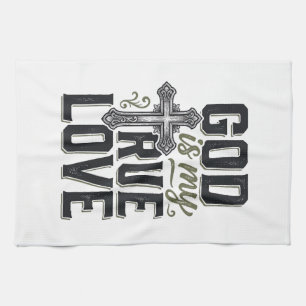 Christelijk Kruis God Is Mijn Ware Liefde Vector Theedoek