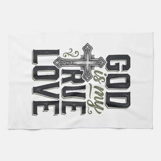 Christelijk Kruis God Is Mijn Ware Liefde Vector Theedoek (Horizontaal)