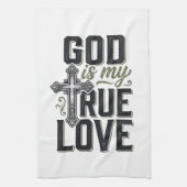 Christelijk Kruis God Is Mijn Ware Liefde Vector Theedoek (Verticaal)