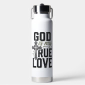 Christelijk Kruis God Is Mijn Ware Liefde Vector Waterfles (Voorkant)