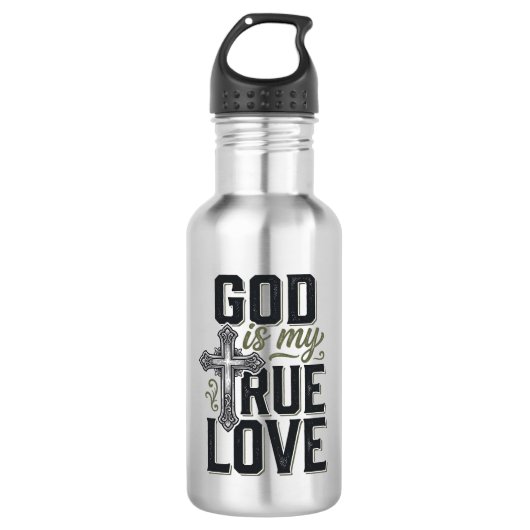 Christelijk Kruis God Is Mijn Ware Liefde Vector Waterfles (Voorkant)