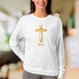Christelijk kruis gouden symbool t-shirt