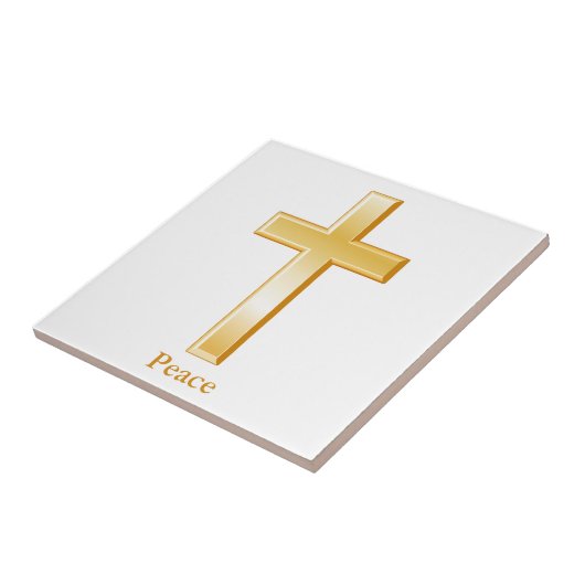 Christelijk kruis gouden symbool tegeltje (Zijkant)