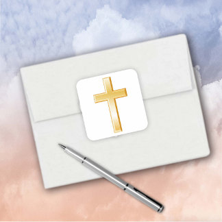 Christelijk Kruis Gouden Vierkante Stickers