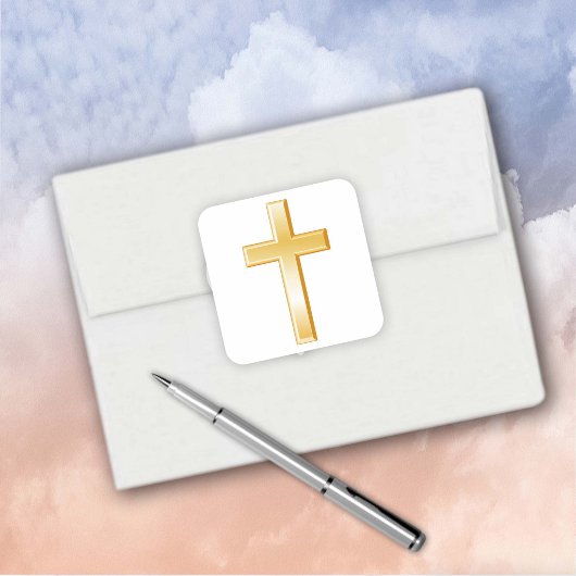 Christelijk Kruis Gouden Vierkante Stickers