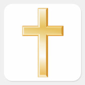 Christelijk Kruis Gouden Vierkante Stickers (Voorkant)