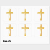 Christelijk Kruis Gouden Vierkante Stickers (Vel)