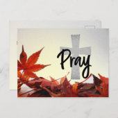 Christelijk kruis, herfst rode bladeren briefkaart (Voorkant / Achterkant)