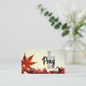 Christelijk kruis, herfst rode bladeren visitekaartje (Staand voorkant)