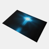 Christelijk Kruis in Blauw Lichte Vloermat Deurmat (Schuin)