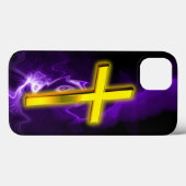 Christelijk kruis in goud & Paarse Case-Mate iPhone Case (Achterkant (horizontaal))