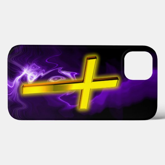 Christelijk kruis in goud & Paarse Case-Mate iPhone Case (Achterkant (horizontaal))
