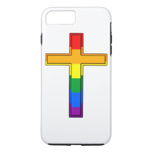 Christelijk kruis in kleuren van de Gay Pride-vlag iPhone 8/7 Plus Hoesje