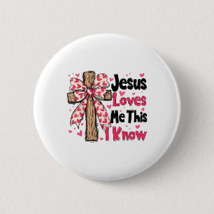 Christelijk Kruis Jezus houdt van mij Dit ken ik V Ronde Button 5,7 Cm