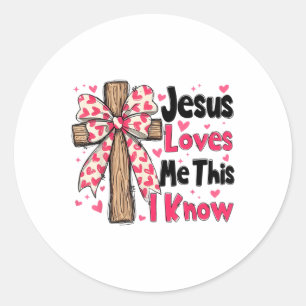 Christelijk Kruis Jezus houdt van mij Dit ken ik V Ronde Sticker