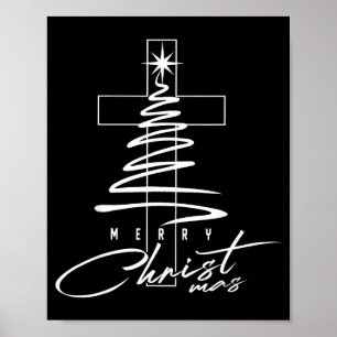 Christelijk Kruis Jezus Prettig Kerstmis Xmas Boom Poster