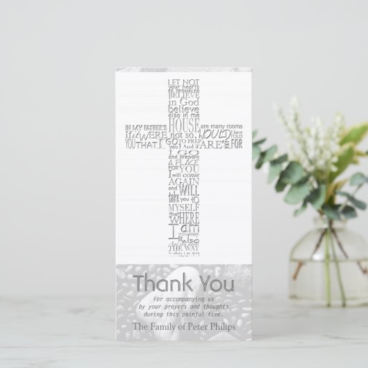 Christelijk Kruis Johannes 14 Sympathie Dank U 3 Bedankkaart (Staand voorkant)