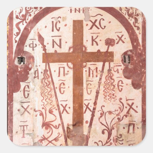 Christelijk Kruis Kunstwerk Vierkante Sticker (Voorkant)