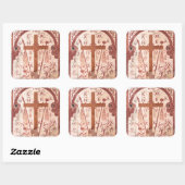 Christelijk Kruis Kunstwerk Vierkante Sticker (Vel)