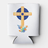 Christelijk Kruis met Bloemen Blikjeskoeler (Voorkant)