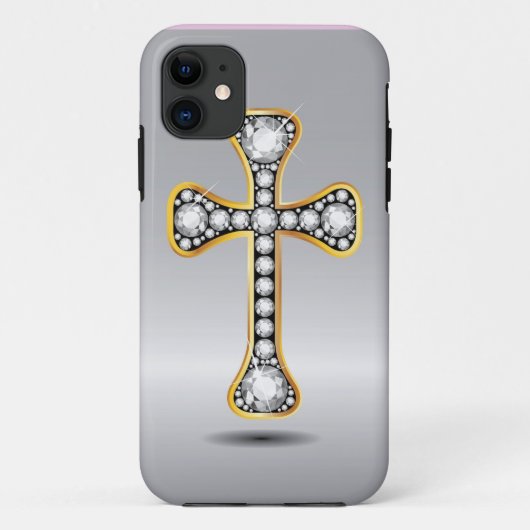 Christelijk kruis met "diamant" stenen Case-Mate iPhone case (Achterkant)