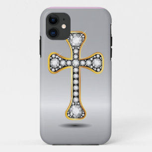 Christelijk kruis met "Diamond" stones iPhone 11 Hoesje